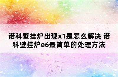 诺科壁挂炉出现x1是怎么解决 诺科壁挂炉e6最简单的处理方法